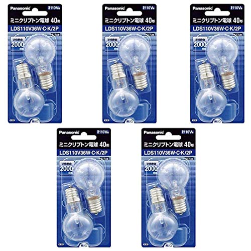 パナソニック ミニクリプトン電球 110V 40W形(36W) E17口金 35mm径 クリア 2個入り LDS110V36WCK2P (5個セット)の通販は
