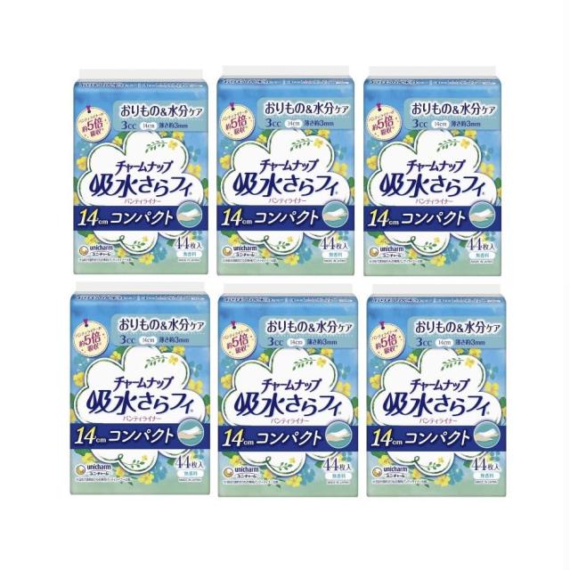 【まとめ買い】チャームナップ 吸水さらフィ パンティライナー コンパクト 3cc 無香料 44枚×6個セット ユニ・チャーム