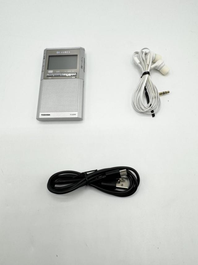 【中古 動作確認済】 東芝 AUREX ラジオ TY-SCR70 AM FM ワイドFM 電池式 LEDライト付 TY-SCR70(S) シルバー