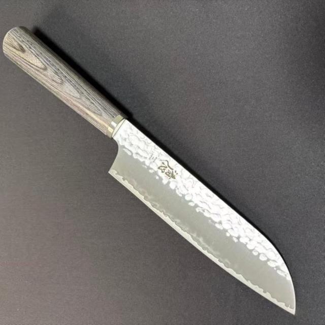 清心 VG10 槌目 チャコール合板柄 シリーズ 三徳 165mm 日本製 Santoku VG10 Tsuchime Plywood 165mm  ナイフ 包丁 高級_2