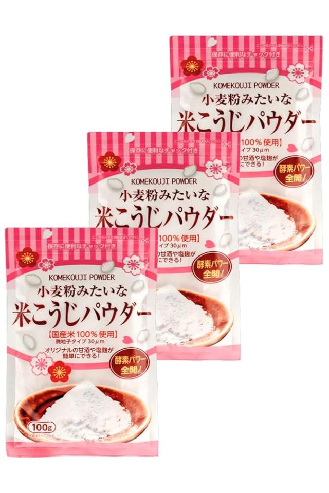 米麹 粉末 小麦粉みたいな米こうじパウダー 100g×3袋 生きた麹菌 微粒粉で発酵しやすい 国産米100%