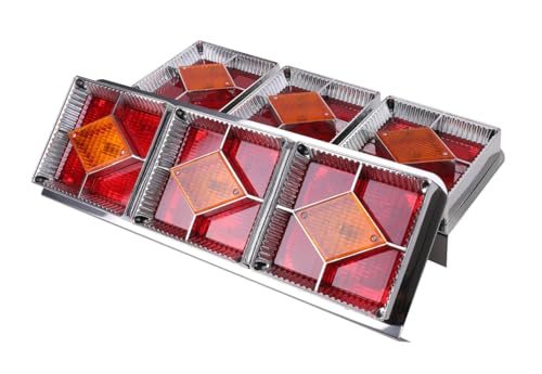 トラック 用 3連 テールランプ 24V 角型 大型 左右セット ひし形 デコトラ レトロ ハロゲン 汎用 社外品 カスタム パーツ_3