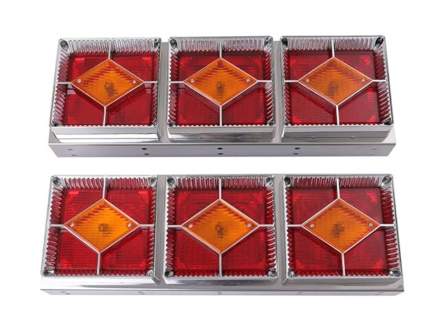 トラック 用 3連 テールランプ 24V 角型 大型 ひし形 左右セット デコトラ レトロ ハロゲン 汎用 社外品 カスタム パーツ