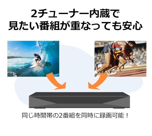 パナソニック 1TB 2チューナー ブルーレイレコーダー DIGA DMR-2W100 おうちクラウド 4Kアップコンバート対応 (整備済み品)