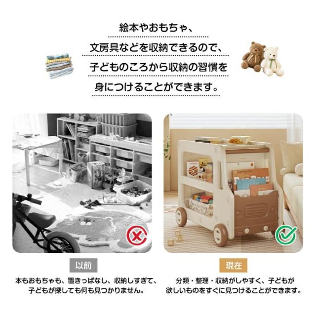 カート型おもちゃ収納 大容量 収納ラック 絵本ラック 多機能 おもちゃラックキャスター付き おしゃれ サイドテーブル コンパクト かわいい 子供 プレゼント_1