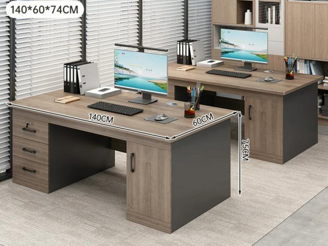 【シンプル設計】オフィスデスク パソコンデスク 2人用 セット 幅120cm/140cm 木製 [事務机 ワークデスク PCデスク 学習机 ユニットデスク 会社 事務所 在宅勤務 テレワーク 平机] ナチュラル ホワイト ブラック_3