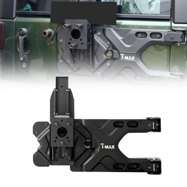 タイヤキャリアキット 2007-2018 Wrangler JK JKU Unlimitedのヘビーデューティースペアタイヤキャリア最大40インチのスペアホイールホルダーラックマウント2/4ドア用再配置(ブラック)