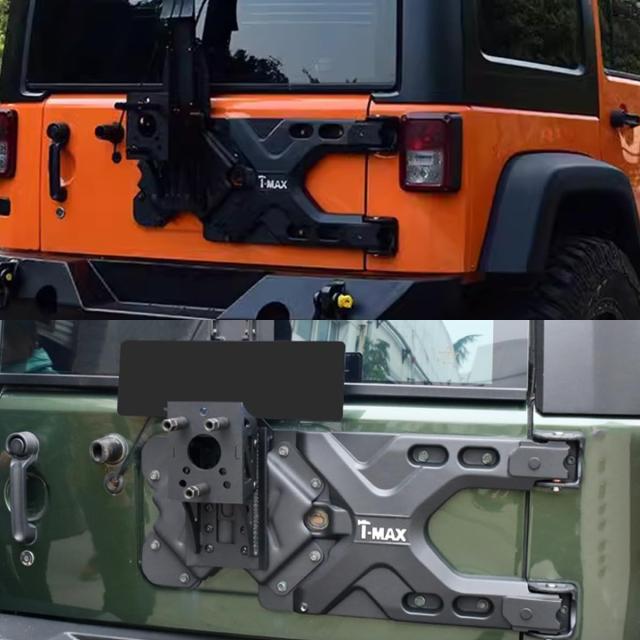 タイヤキャリアキット 2007-2018 Wrangler JK JKU Unlimitedのヘビーデューティースペアタイヤキャリア最大40インチのスペアホイールホルダーラックマウント2/4ドア用再配置(ブラック)_2