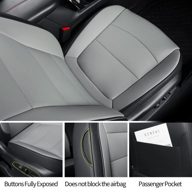 地形シートカバー 2018-2023 GMC Terrain SLE SLT Denali AT4 SL 4dr SUV用 防水フェイクレザー(フルセット、ブラックグレー)_2