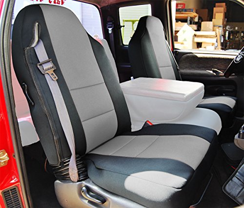 1998-2002 Dodge RAM 1500 2500 3500 人工皮革 カスタムメイド ぴったりフィット フロントシートカバー2枚 (チャコール)_3