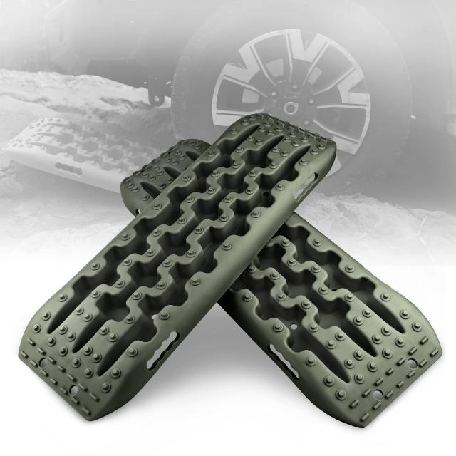 トラクションボード リカバリートラック タイヤラダー 4WD リカバリーマット 4X4 オフロード 砂 雪 泥 トラック用 (オリーブ)