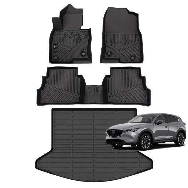 カーフロアマット カーゴライナー マツダ CX-5 2017-2022用 全天候型フロアマットセット CX-5 2017-2022 フルセットフロアライナー マツダ CX-5 アクセサリー ブラック