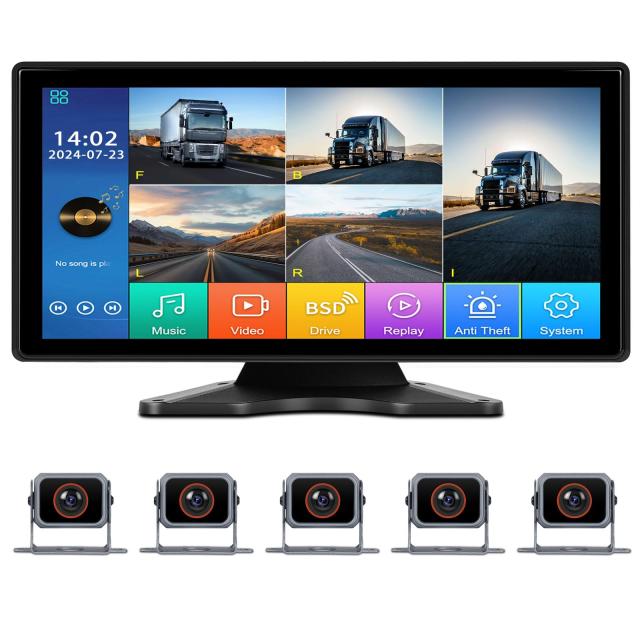 トラック ピックアップ バス トレーラー キャラバン 10.4インチ IPS HDスクリーン DVR 録画 リバース モニター 5分割スクリーン 防水 暗視 安定信号 DIY 駐車ライン 車両バックアップカメラ
