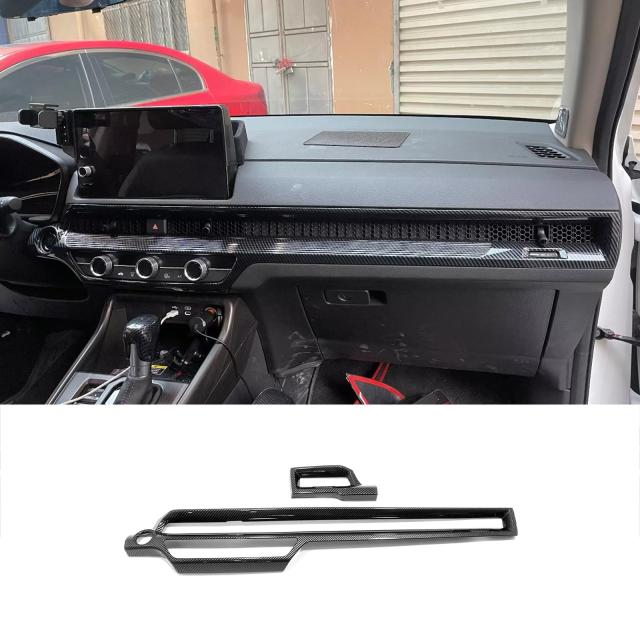 カーアクセサリー ホンダ CR-V CRV 2023 2024 インナーダッシュボード センターコンソールAC エアベントアウトレットカバー トリム カーボンファイバースタイル ABS 2 PC