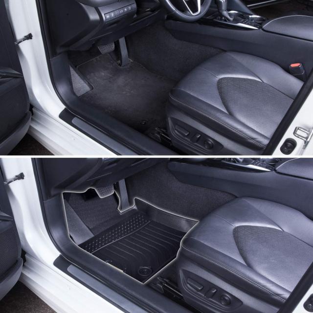 ブラックフロアマットライナー 交換用 クライスラー300 C AWD 2011-2019 高耐久 全天候ガード フロントリア オートカーペット - カスタムフィット/丈夫/無臭_2
