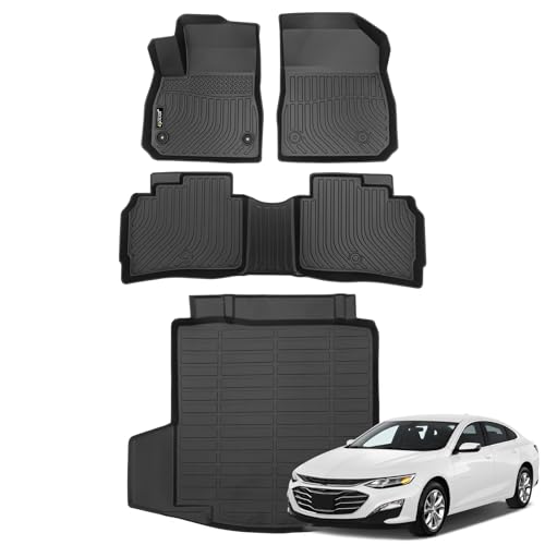 車用フロアマットカーゴライナー シボレー/シボレーマリブ2016-2024 全天候型フロアマットセット シボレーマリブ2016-2024用カスタムフルセットフロアライナー シボレーマリブアクセサリー用 ブラック_5