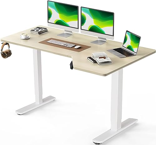 スタンディングデスク 高さ調節可能 55 x 34インチ 電動スタンディングデスク L字型スタンディングデスクメモリ ホームオフィス コンピューターデスク用 ヘッドフォンフック付き 黒曜石_5