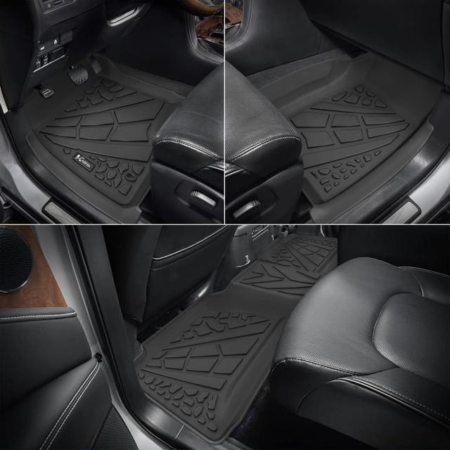 フロアマット 2001-2007 シボレー シルバラード/GMC シエラ 1500/2500/3500用 (拡張キャブ クラシックボディスタイル 1列目2列目ライナー用)、TPE 全天候保護 フロアライナー 3D カスタムフィット_2