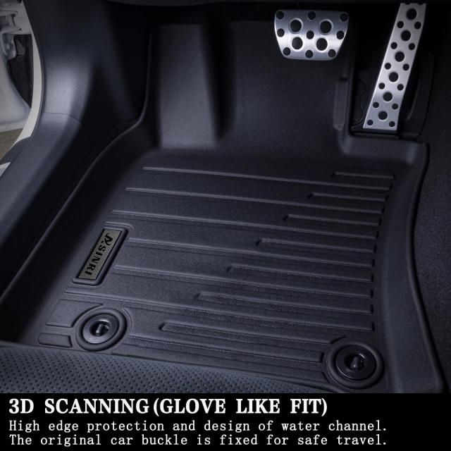 フロアマット 大型トランクマット 2016-2023 2024 Dodge Durango (7シート(2列ベンチシート))、TPE 全天候保護 1列目、2列目、3列目フルセット カーフロアライナー カーゴライナー付き ブラック_2