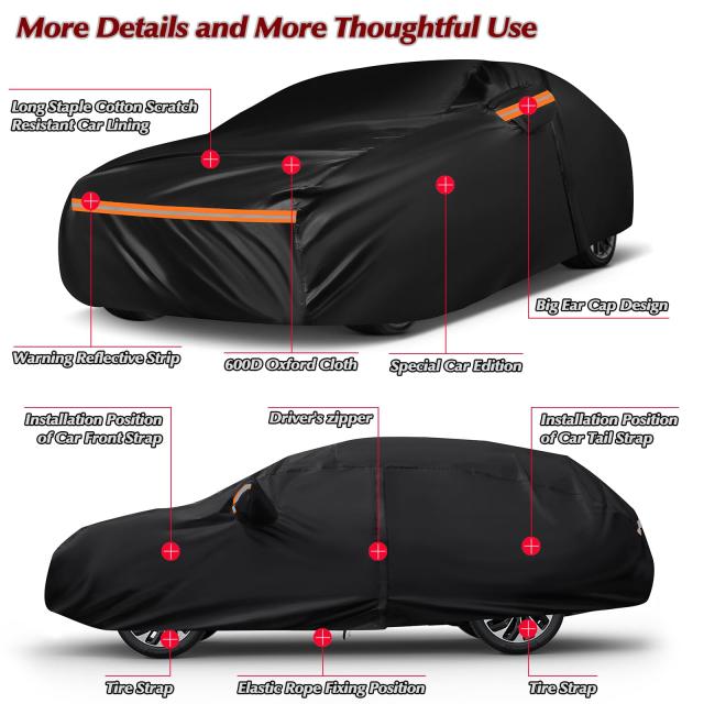 スペシャルフルカーカバー 2006-2023 MERC-edes Benz Sシリーズ S400 S550 S63 AMG、ウルトラヘビー600Dオックスフォードクロス、全天候保護 夏の日差しと冬の雪、雨、埃、紫外線_2