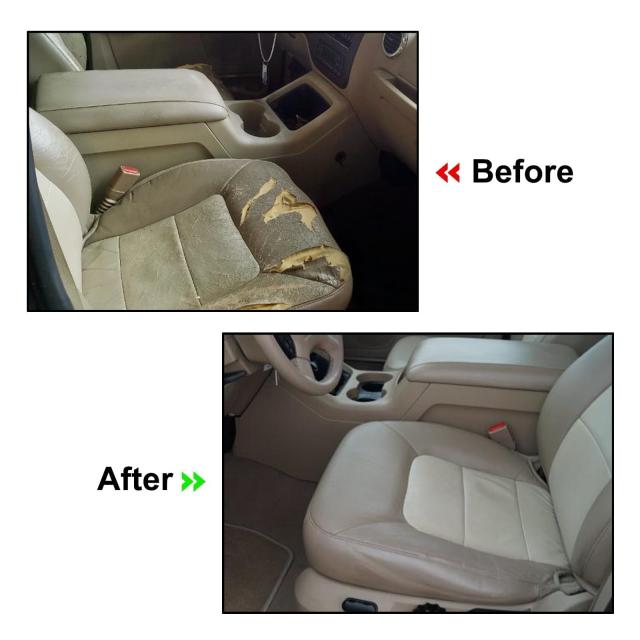 運転席と助手席側下部と上部リーンバック交換用穴あきシートカバー タン Ford Expedition 2003 2004 2005 2006に対応_2