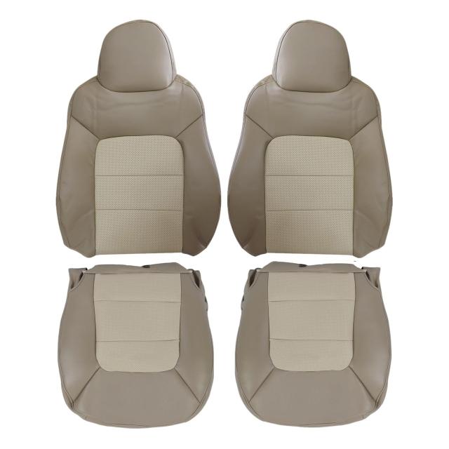 運転席と助手席側下部と上部リーンバック交換用穴あきシートカバー タン Ford Expedition 2003 2004 2005 2006に対応