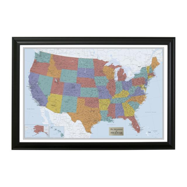 ブルー USAプッシュピン旅行マップ24 x 36 PPTM_MB_BUS_BK_PERS