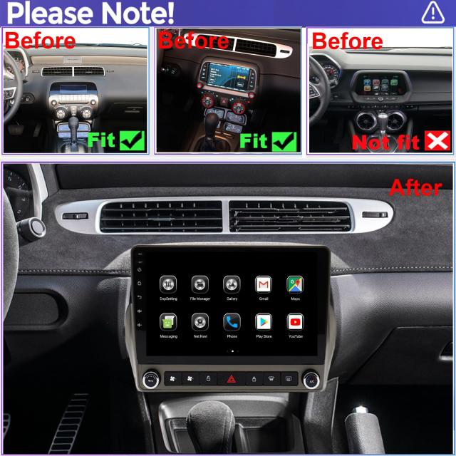 スクリーン 8コアラジオ シボレー カマロ アップグレード 2010 2011 2012 2013 2014 2015、CarPlay Android Auto対応、ハンドルコントロール、フリーバックカメラ。_1
