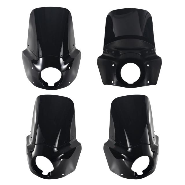 オートバイ 5.75インチ ヘッドライトフェアリングカバー 15インチ ダークスモークフロントガラス42-50mmマウントキット Harley 2006-2017 Dyna Low Rider Softail Street Bob Super Glide_4