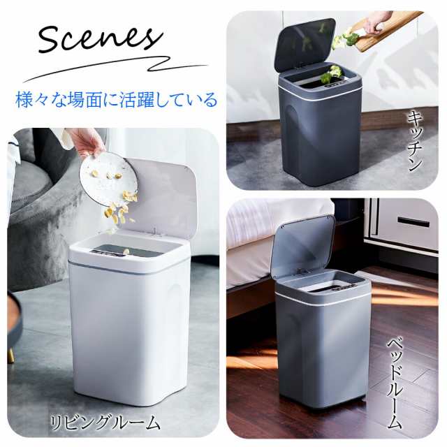 ⭕️大理石 12L ゴミ箱 蓋付 ダストボックス マーブル フタ-