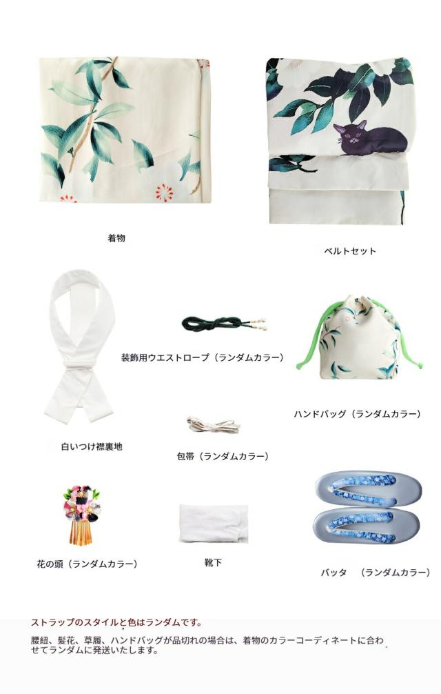 1人で簡単着付け 白梨花 模様 改良 和装 正装 2点セット 豪華9点セット