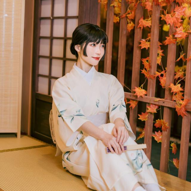 1人で簡単着付け 白梨花 模様 改良 和装 正装 2点セット 豪華9点セット