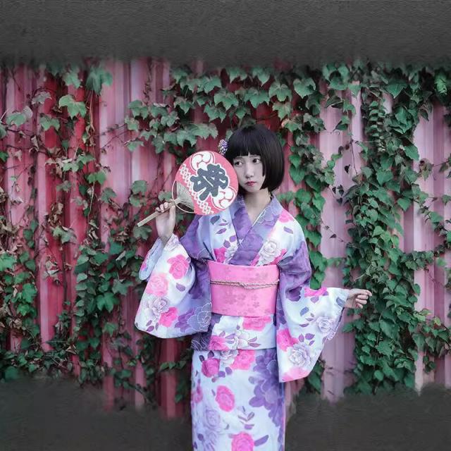 薄紫 sugar 浴衣 帯付き 薄紫 花柄 浴衣・帯セット Riuコラボ Rちゃん