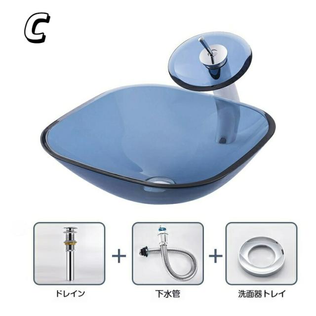 強化ガラス洗面ボウル 円形 据え置き型 アート洗面器 洗面台 おしゃれ モダン 浴室 洗面所 インテリア 藝術盆 薄縁 軽量_8
