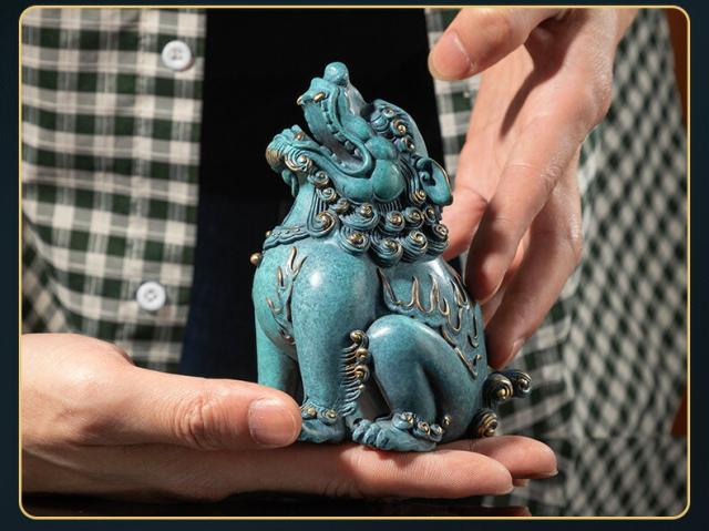 朝天吼 貔貅 彩銅仕上げ 風水 開運 黄銅置物 オフィス 書斎 インテリア 工芸品 クリスマス 御歳暮 お歳暮 御年賀 敬老の日 誕生日 結婚祝 出産祝 長寿祝 退職祝 昇進祝 新築祝  卒業祝 開業祝