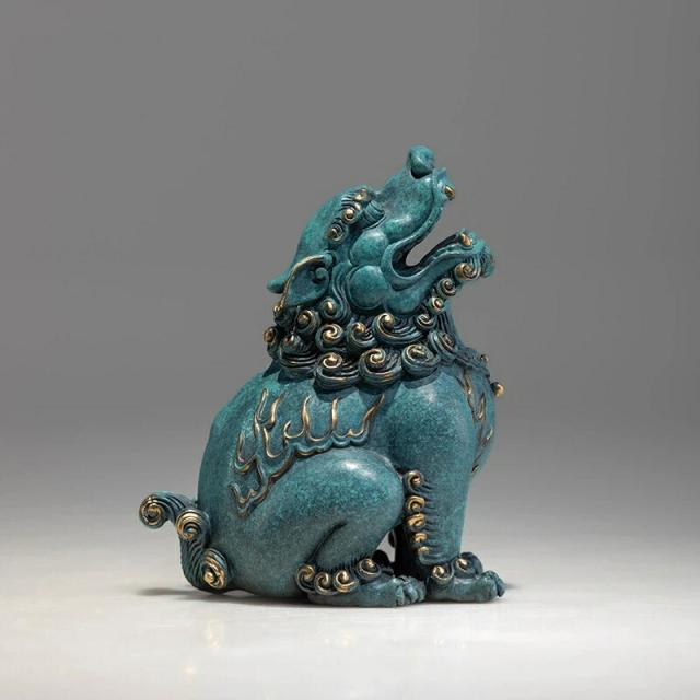 朝天吼 貔貅 彩銅仕上げ 風水 開運 黄銅置物 オフィス 書斎 インテリア 工芸品 クリスマス 御歳暮 お歳暮 御年賀 敬老の日 誕生日 結婚祝 出産祝 長寿祝 退職祝 昇進祝 新築祝  卒業祝 開業祝