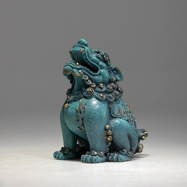 朝天吼 貔貅 彩銅仕上げ 風水 開運 黄銅置物 オフィス 書斎 インテリア 工芸品 クリスマス 御歳暮 お歳暮 御年賀 敬老の日 誕生日 結婚祝 出産祝 長寿祝 退職祝 昇進祝 新築祝  卒業祝 開業祝