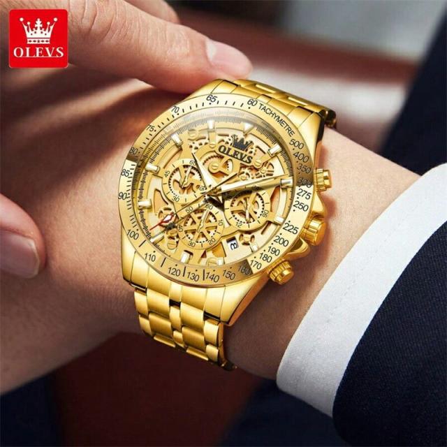 ゴールド メンズ腕時計 オリジナル クォーツウォッチ 防水