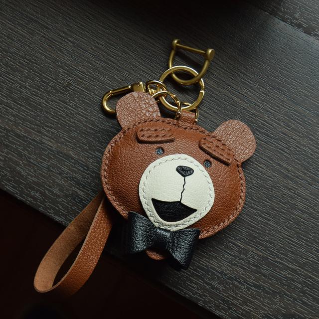 テディベア キーホルダー  バッグチャーム  アクセサリー  革小物 キーリング キーイング 車の鍵  チャーム ストラップ  ギフト プレゼント 記念日  お祝い プチギフト 男女兼用 ハンドメイド  天然レザー 手作り_3