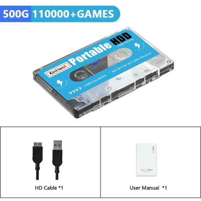 KINHANK スーパーコンソール 500 グラムゲーム HDD 100000 ビデオ