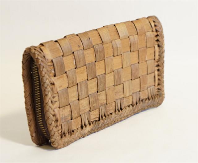 長財布 山葡萄 かごバッグ 網代編み 籠 牛革 財布 かご バッグ 【公式