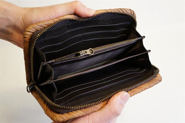 長財布 山葡萄 籠 バッグ V型網代編 小銭入れ ポーチ財布 コインケース