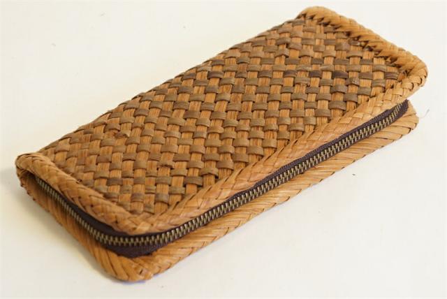 長財布　くるみ 山胡桃木 山葡萄 籠 バッグ 小銭入れ　ポーチ財布 　ケース　カード入れ 牛革 ハンドメイド  山葡萄 かごバッグ 網代編み やまぶどう 山ぶどう カゴバッグ 持ち手 おしゃれ バスケット メルカド レディース ハンドバッグ 着物 籠バッグ
