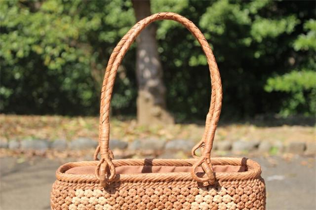 母の日 ギフト プレゼント 六角花結び編み 山葡萄 かごバッグ 網代編み 