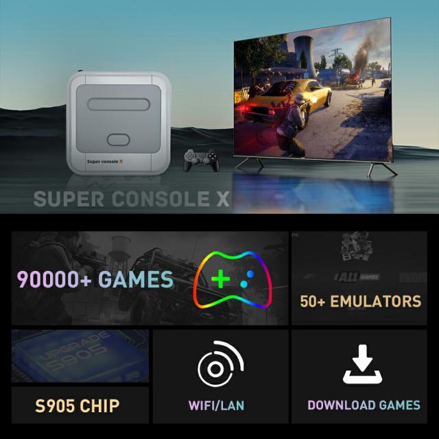 KINHANK ゲームボックス スーパーコンソール X レトロビデオゲームコンソールサポート 90000 ゲーム 50 エミュレータ PS1/PSP/MAME/DC コントローラ付き_1