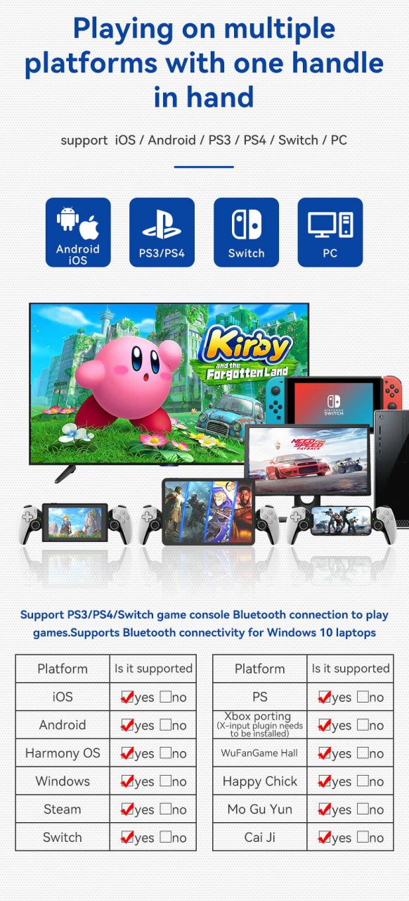 D9 伸縮式ゲームコントローラー RGB ライト 携帯電話ゲームパッド ターボ/6 軸ジャイロ/振動機能付き Android iOS PS3 PS4 Switch PC 対応_2