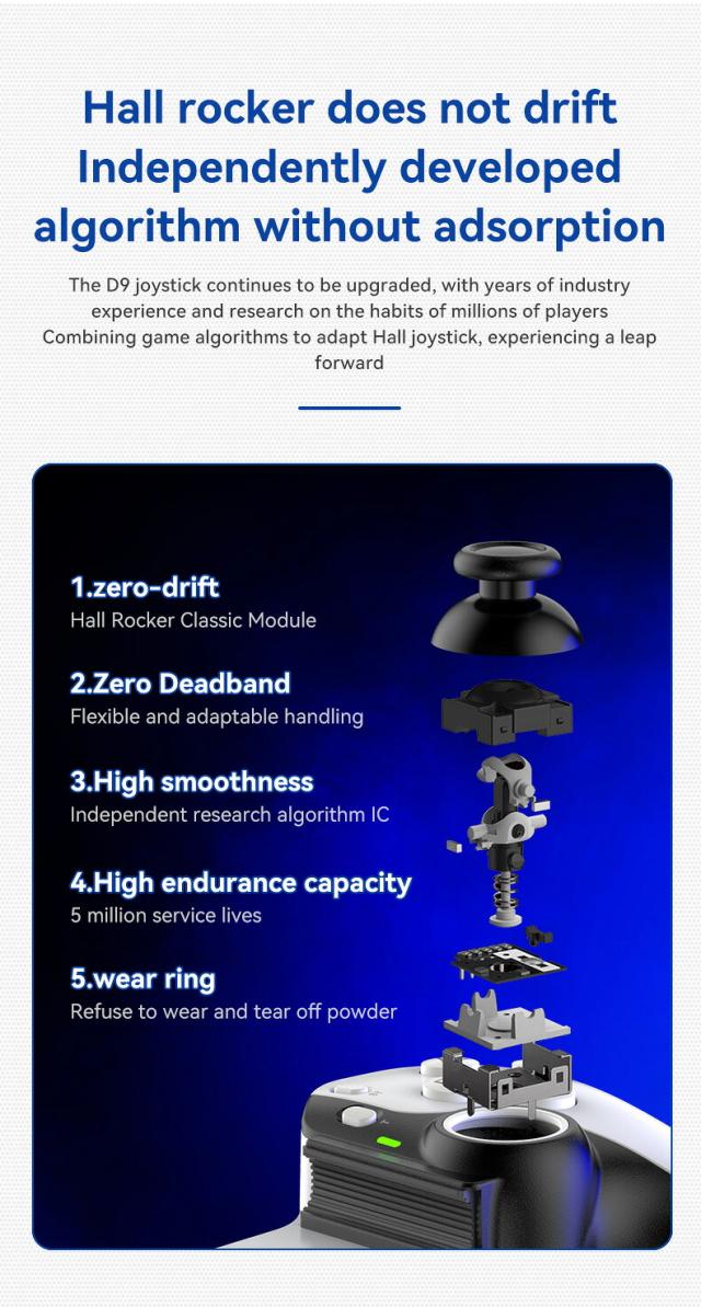 D9 伸縮式ゲームコントローラー RGB ライト 携帯電話ゲームパッド ターボ/6 軸ジャイロ/振動機能付き Android iOS PS3 PS4 Switch PC 対応_4