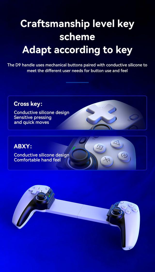 D9 伸縮式ゲームコントローラー RGB ライト 携帯電話ゲームパッド ターボ/6 軸ジャイロ/振動機能付き Android iOS PS3 PS4 Switch PC 対応_6