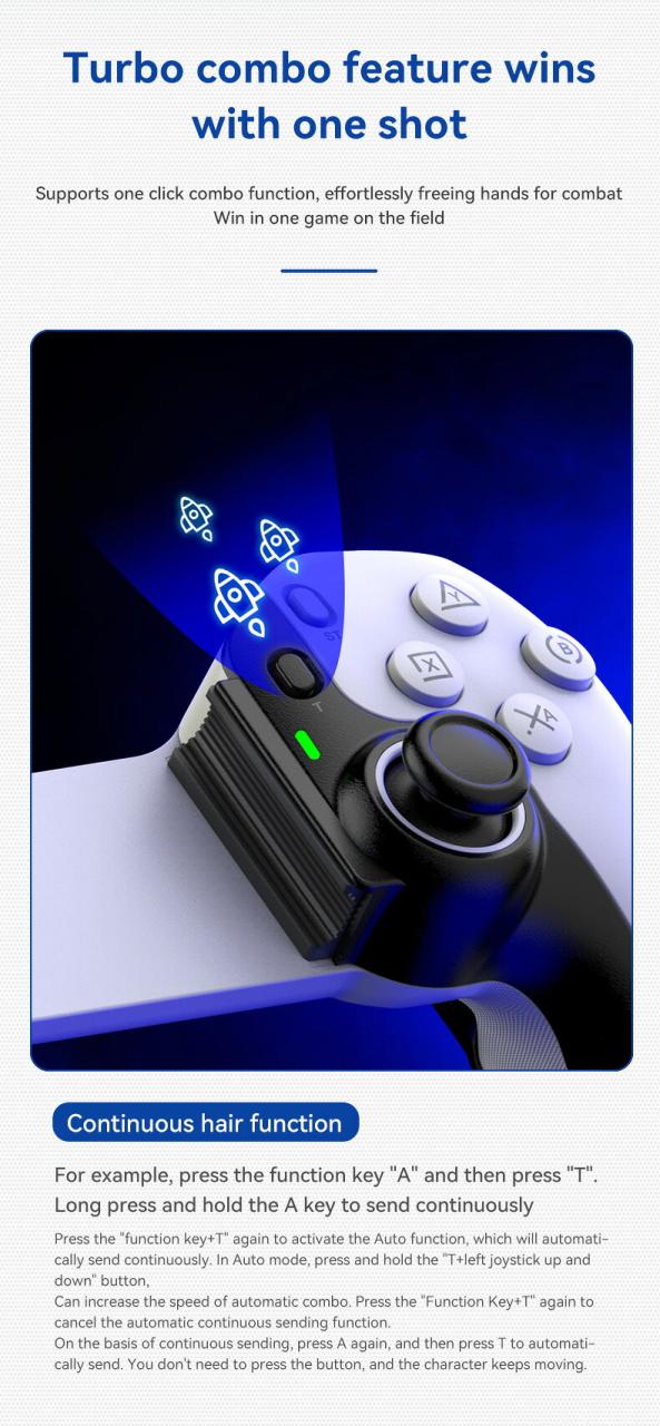 D9 伸縮式ゲームコントローラー RGB ライト 携帯電話ゲームパッド ターボ/6 軸ジャイロ/振動機能付き Android iOS PS3 PS4 Switch PC 対応_8