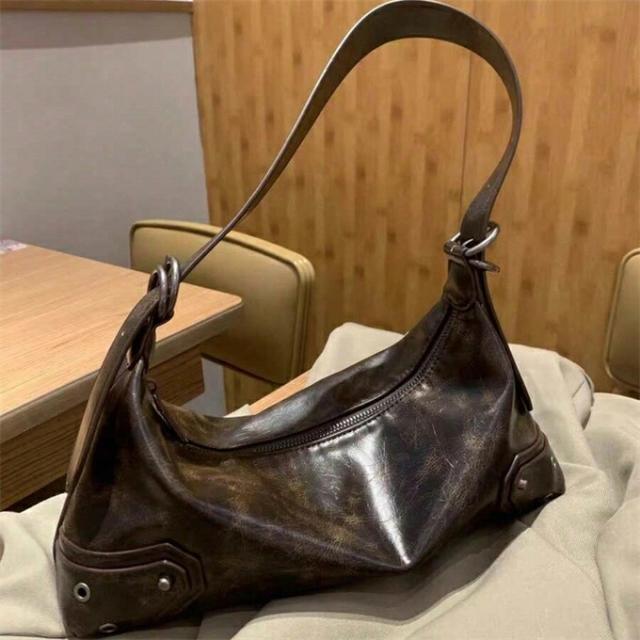 ワンショルダー PUレザーバッグ、レトロブリティッシュスタイルのおしゃれなハンドバッグ、Y2K ライダースタイル、学生、オフィスワーカー、通勤、校外学習に最適 4,887円